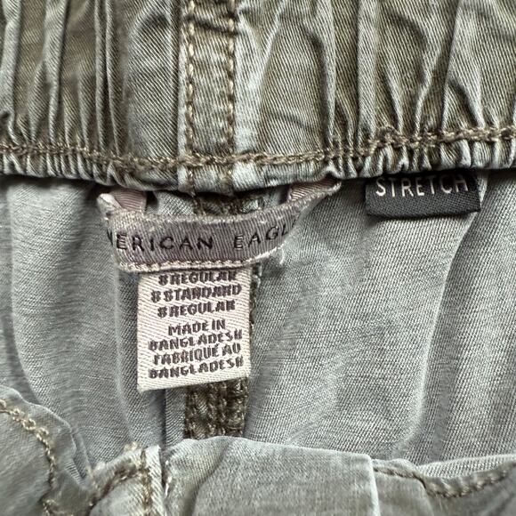 American Eagle Green Stretch Jogger Cargo Pants Elastic Waist Size 8R 90's Y2K - Picture 2 of 6